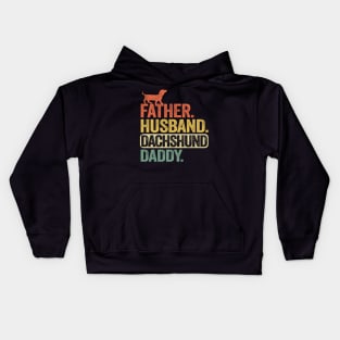 Father Husband Dachshund Daddy Funny Dachshund Kids Hoodie